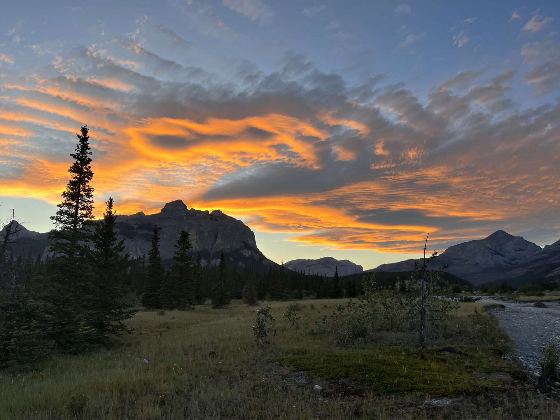 sunset over rocky mountains