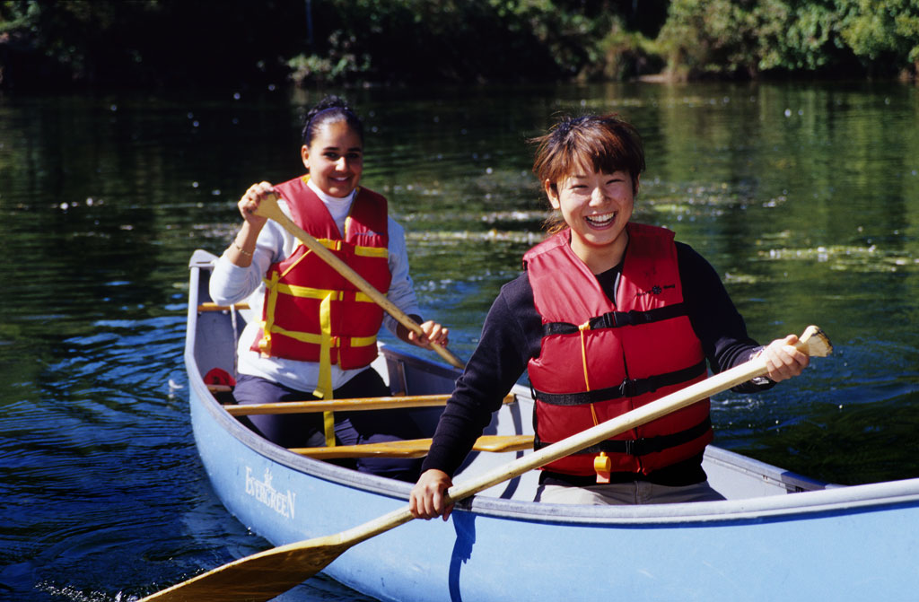 girls canoeing