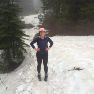 Girl hiking in the snow