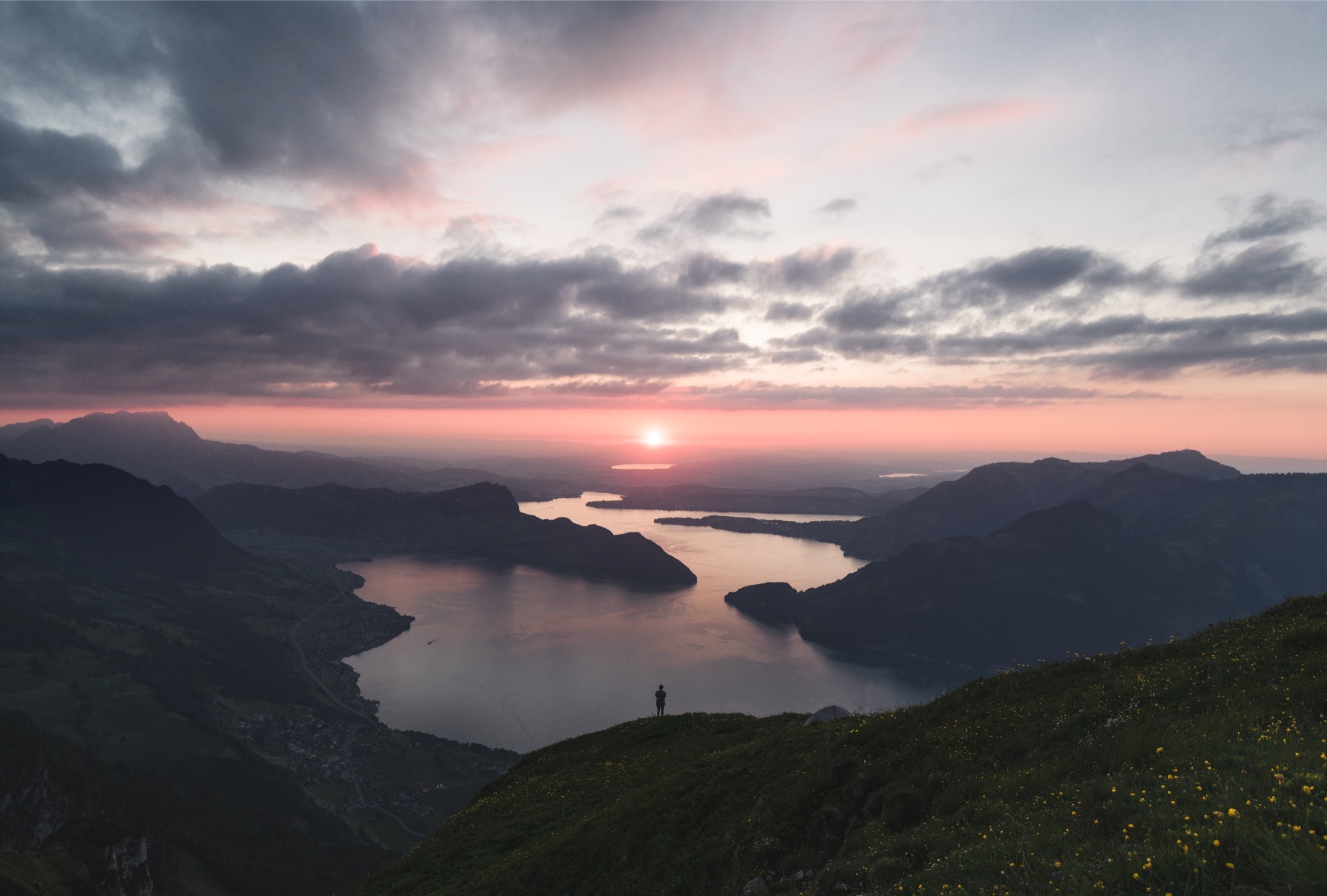 man-mountain-hiking-sunset